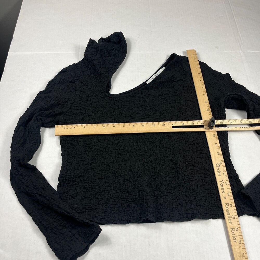 ASTR The Label Crinkle Top Black Asymmetric Y2K Long Sleeve Stretch Shirt XL - Picture 5 of 11